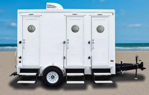 3 unit trailer porta potty outside